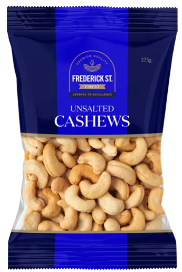 Frederick St Finest Unsalted Cashews 375g