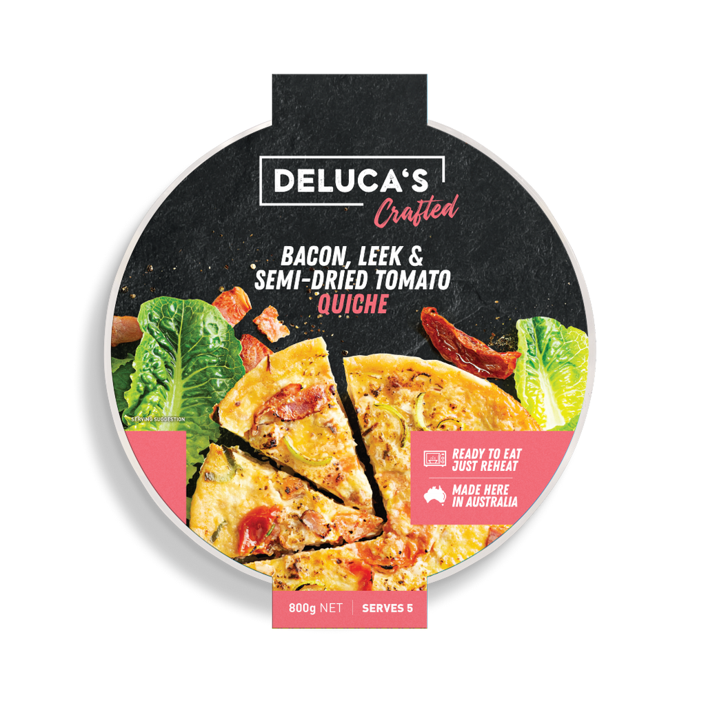 Delucas Quiche Bacon Leek & Semi Dried Tomato Quiche 800g