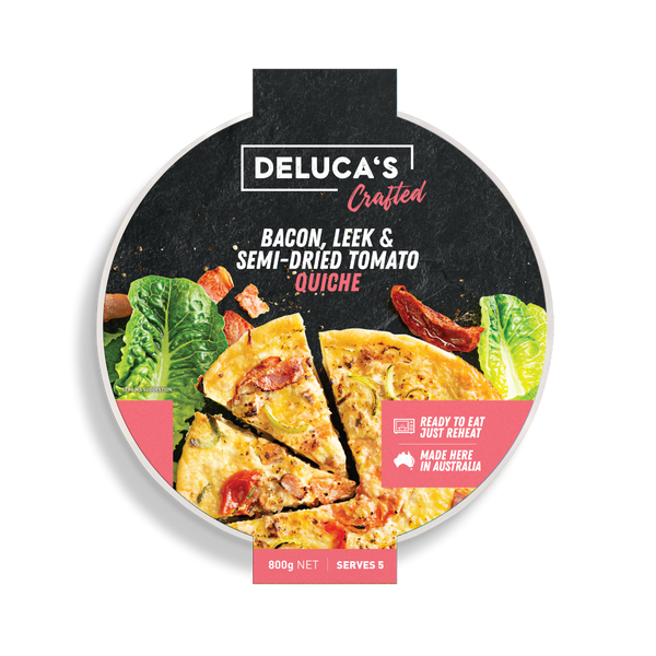 Delucas Quiche Bacon Leek & Semi Dried Tomato Quiche 800g – Adelaide ...