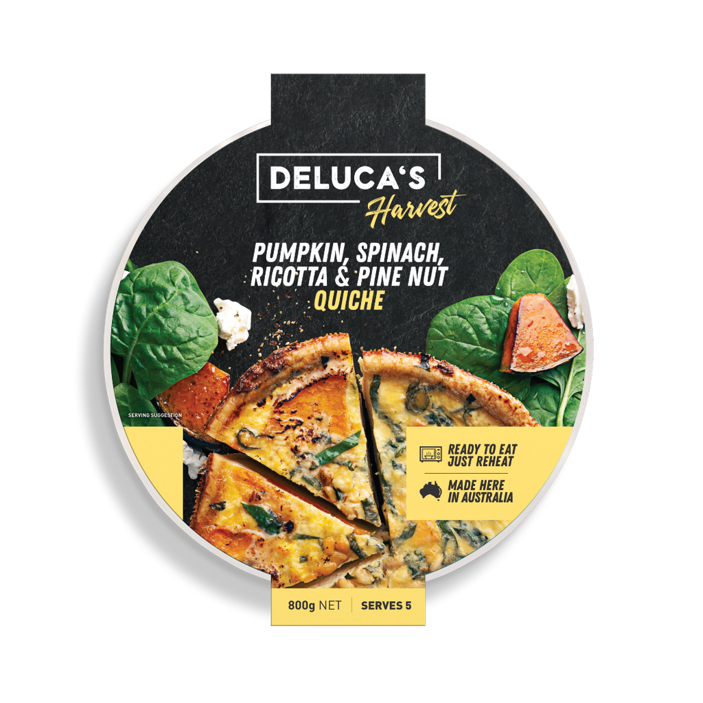 Delucas Quiche Pumpkin, Spinach, Ricotta & Pine Nut Quiche 750g