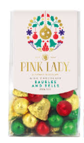 Pink Lady Milk Chocolate Baubles and Bells Gift Bag 212g