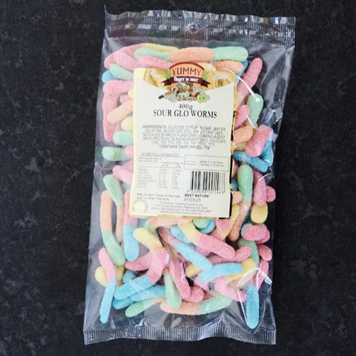 Yummy Snack Sour Glo Worms 400g