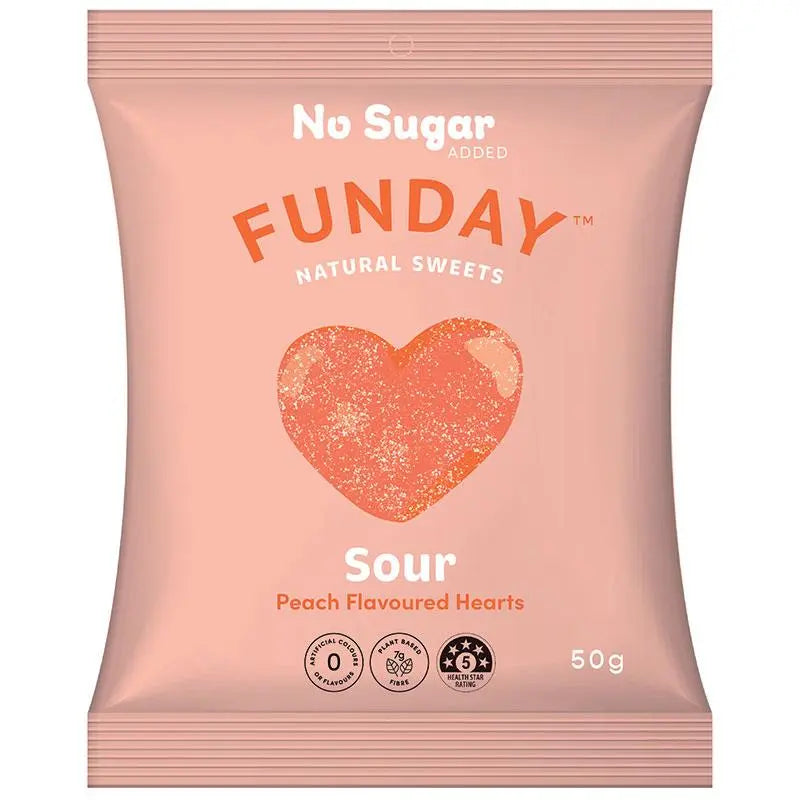 Funday No Sugar Sour Peaches 50g